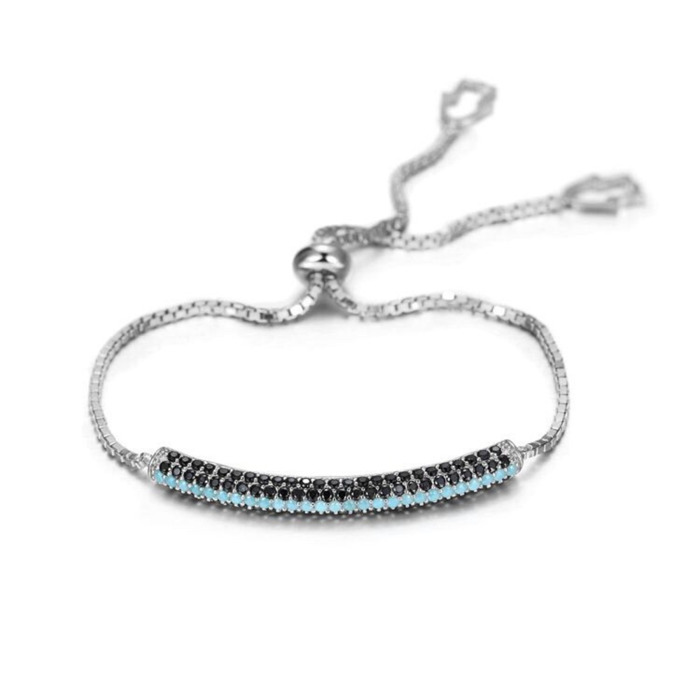 Black & turquoise stainless steel bracelet