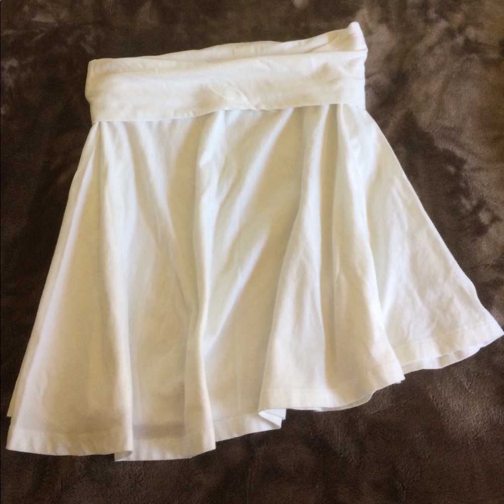White cotton foldover waist skirt
