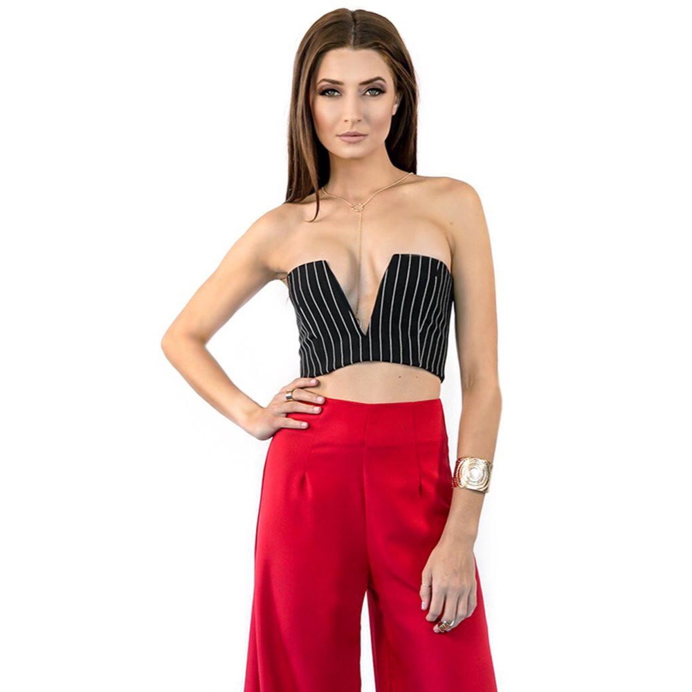 Pinstripe V Front Bralette Top - Picture 2 of 6