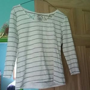 3/4 sleeve summer shirt with lace in the back.