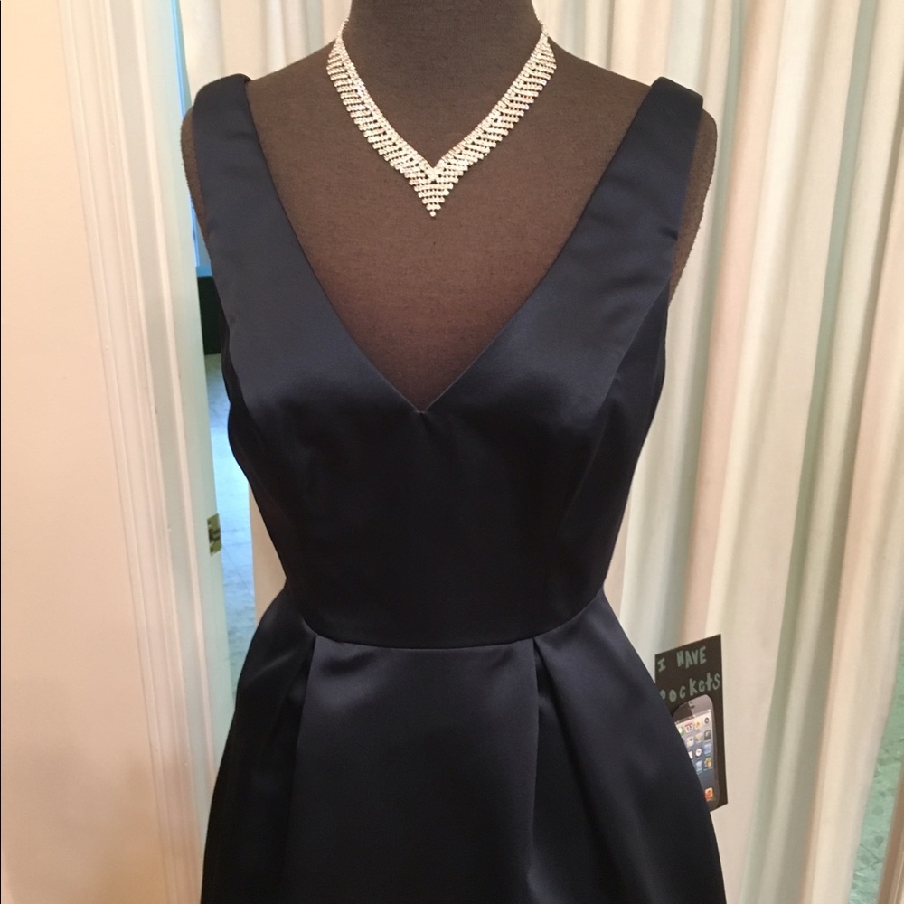 Short Navy satin Sorella Vita dress, size 12