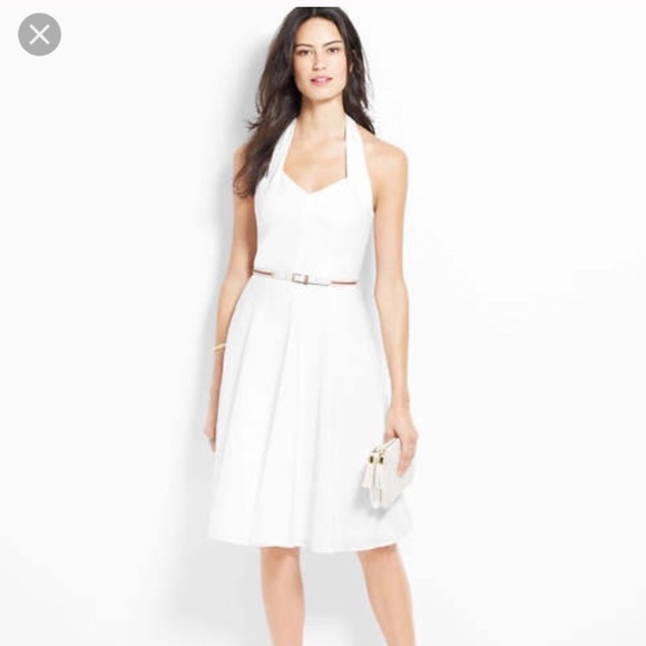 Ann Taylor Dresses & Skirts - Ann Taylor Pretty White Halter Dress, Size 4