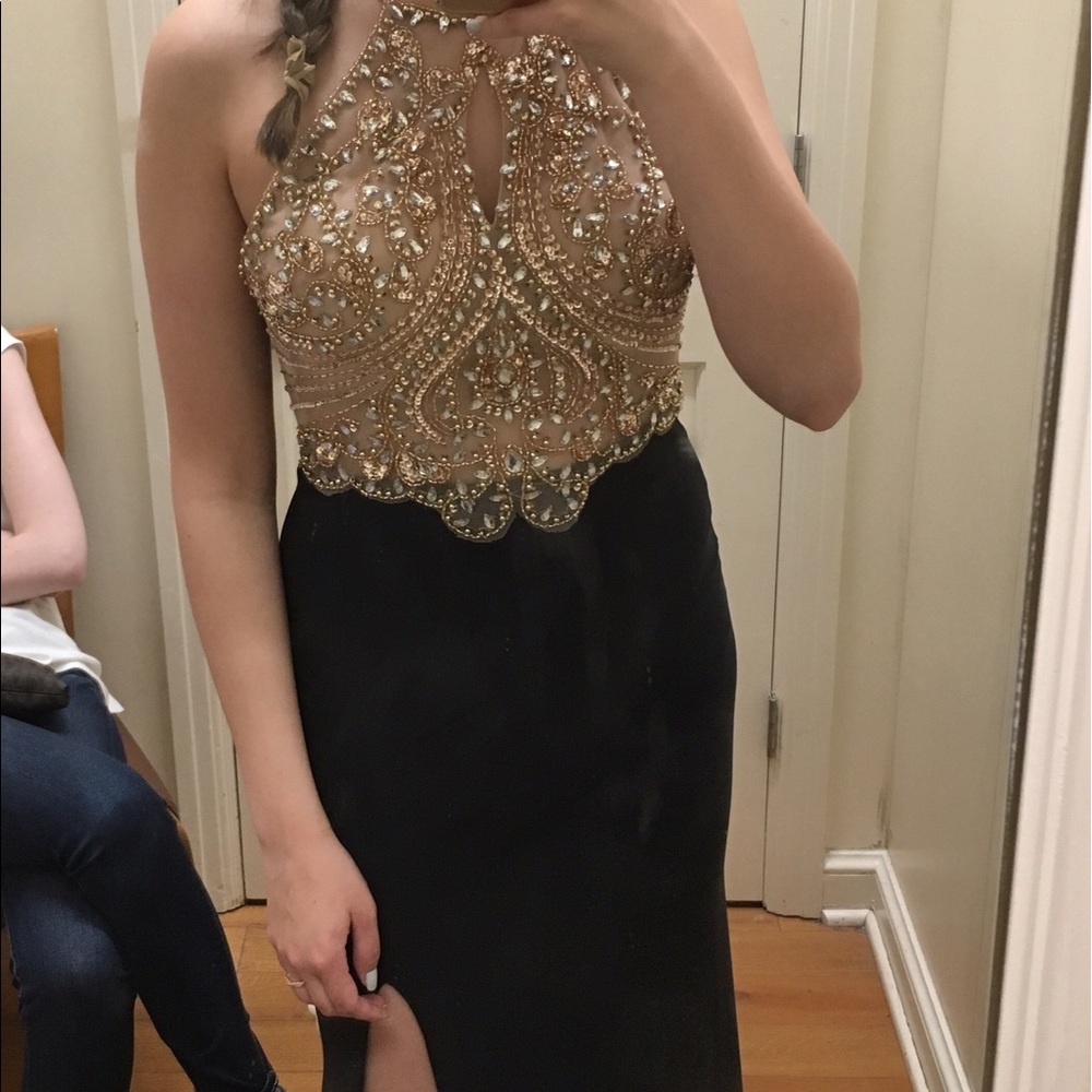 2017 Gold/Black Prom Dress