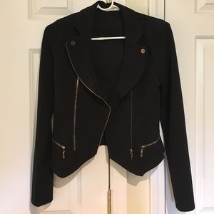 Black Cropped Moto Jacket