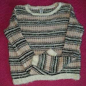 Bethany Mota fuzzy striped sweater