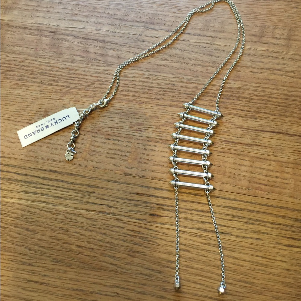 NWT Lucky Brand silvertone ladder necklace