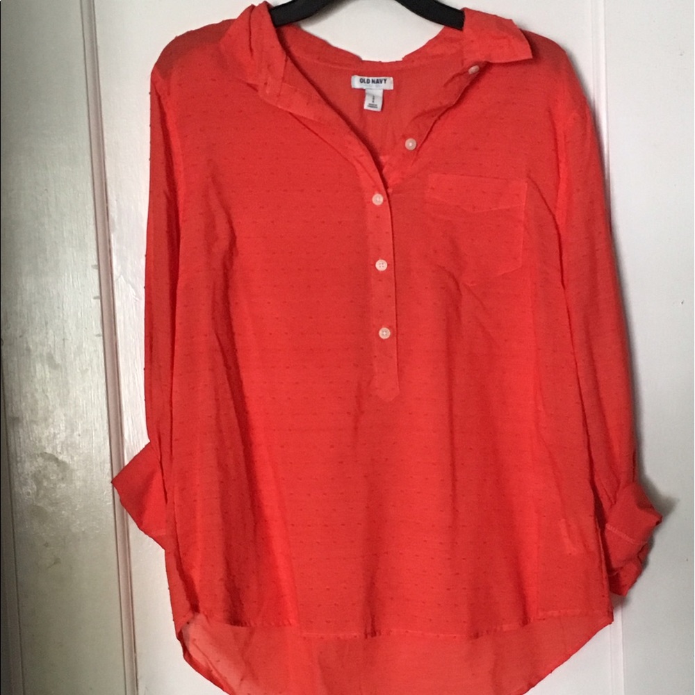 Old Navy Coral 3/4 Button down Shirt. NWT