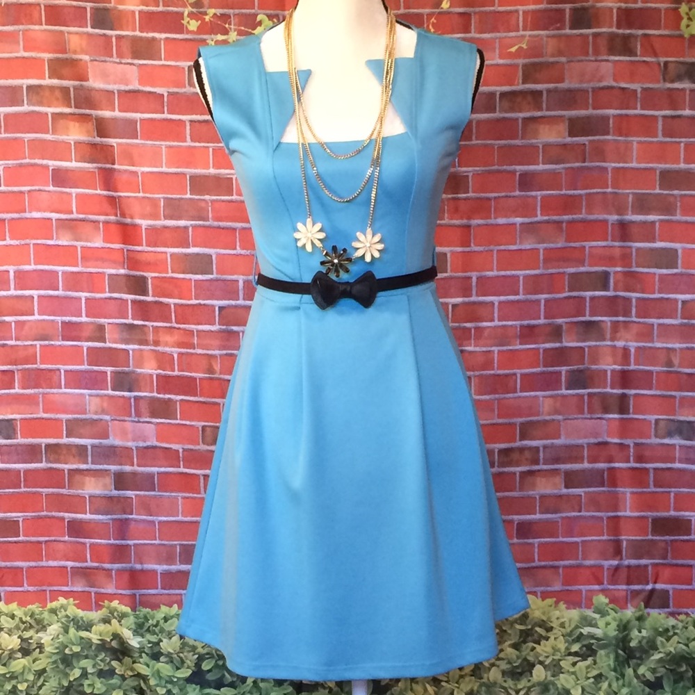 Vfish Black Label - Light blue fit and flare dress