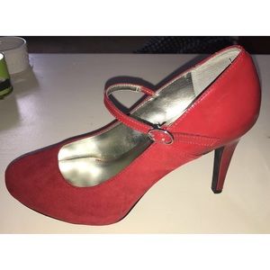 Red high heel shoes