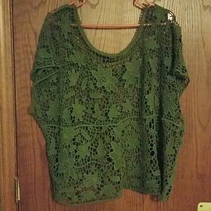 Lane Bryant Olive Green Mesh waist high shirt