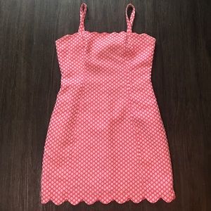 Pink Polka Dot Scalloped Dress