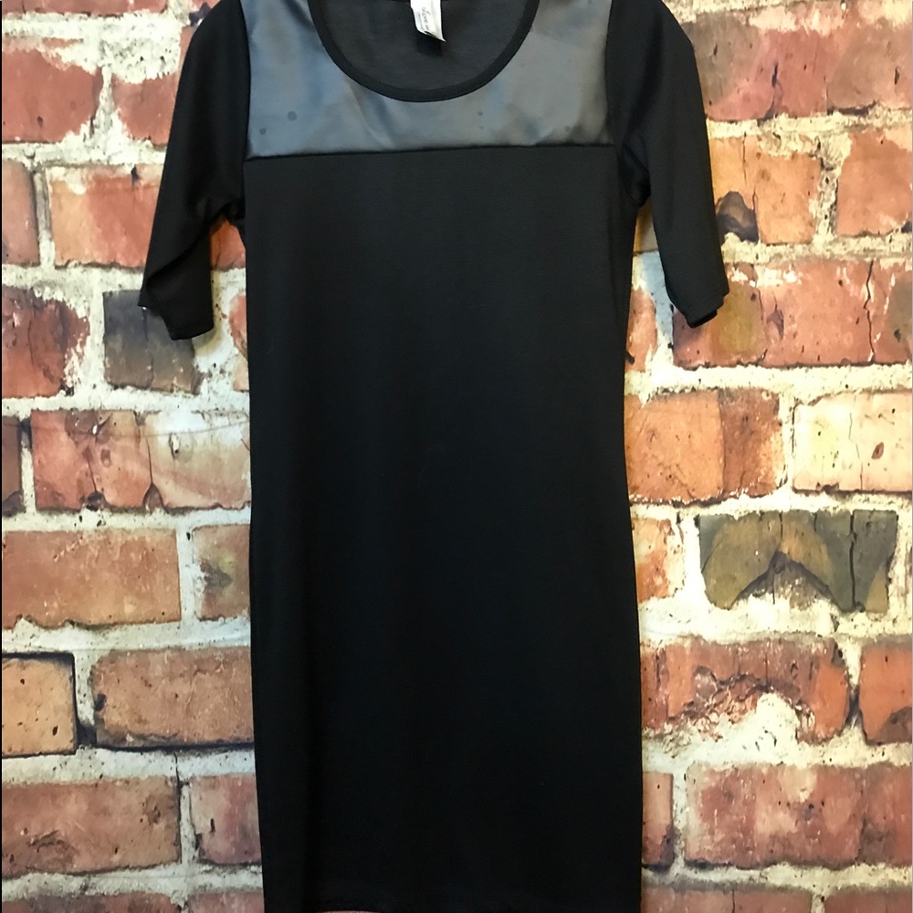 Black tunic with faux leather shoulder