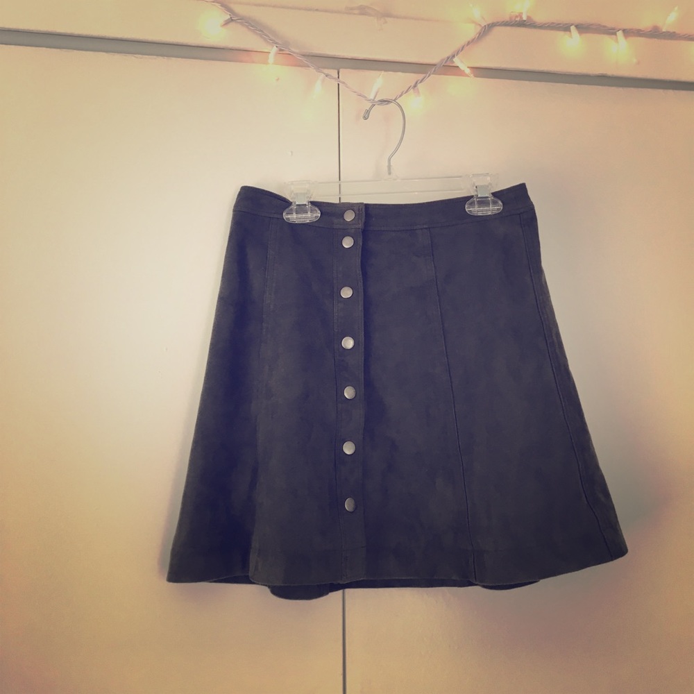 Adorable Olive Green Suede Skirt