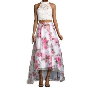 Floral two piece prom dress
