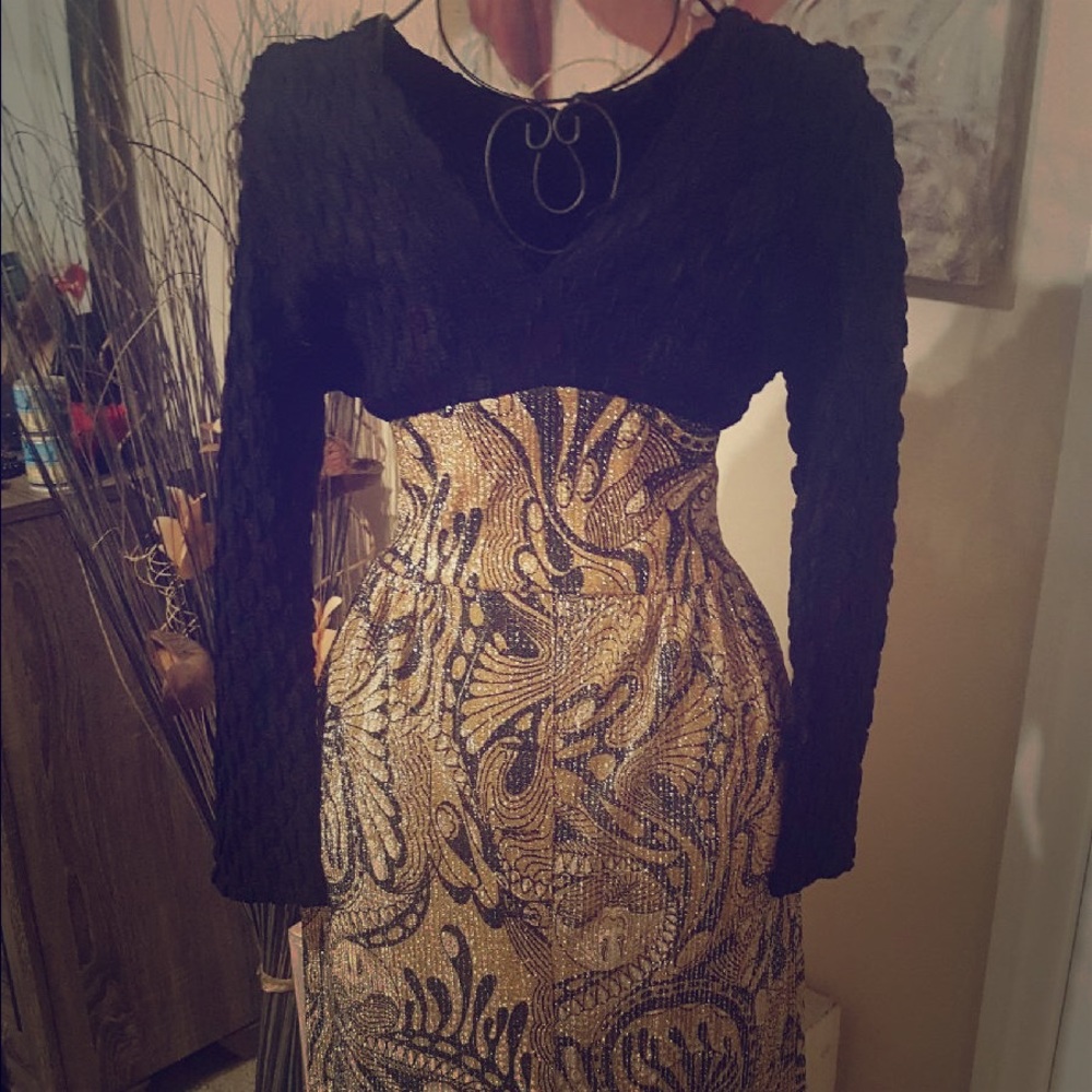 Black and gold shimmery vintage dress