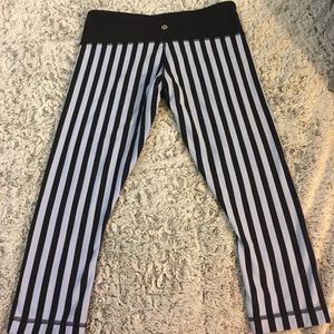 Lululemon Purple and Black Stripe Crop Leggings