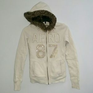 Aeropostale zip up fur-lined hoodie