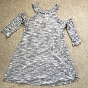 3/4 sleeve open cold shoulder tunic dress gray NWT