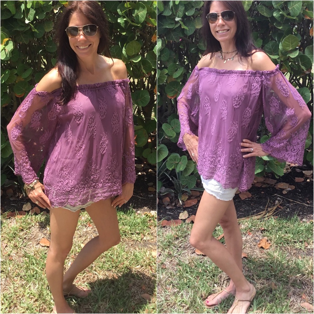 😢 Last 1! Plum Off the Shoulder Top Small - Picture 2 of 3