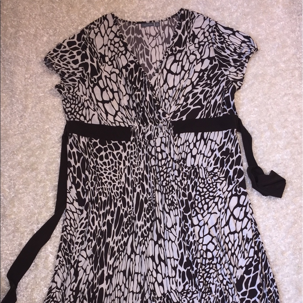 Brown and cream print dress