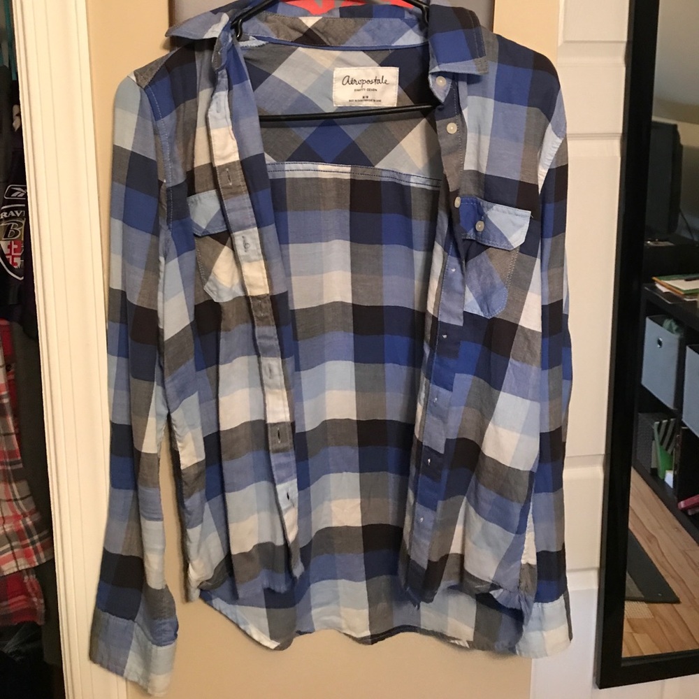 Aeropostale blue plaid flannel