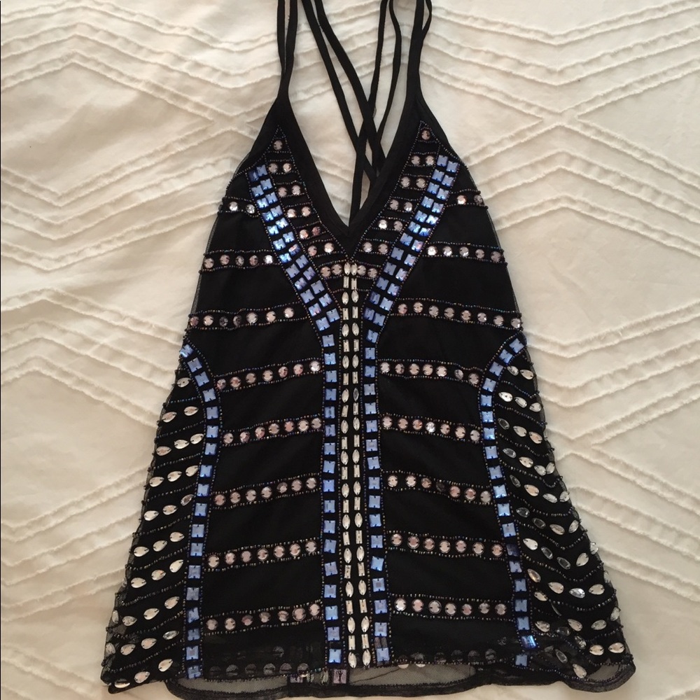 NBD black beaded party top
