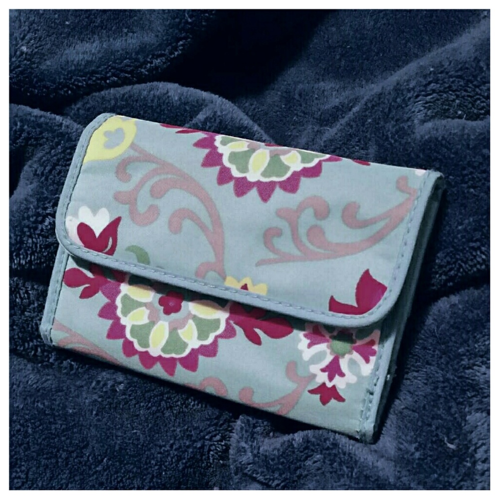 Initials inc tri fold teal wallet