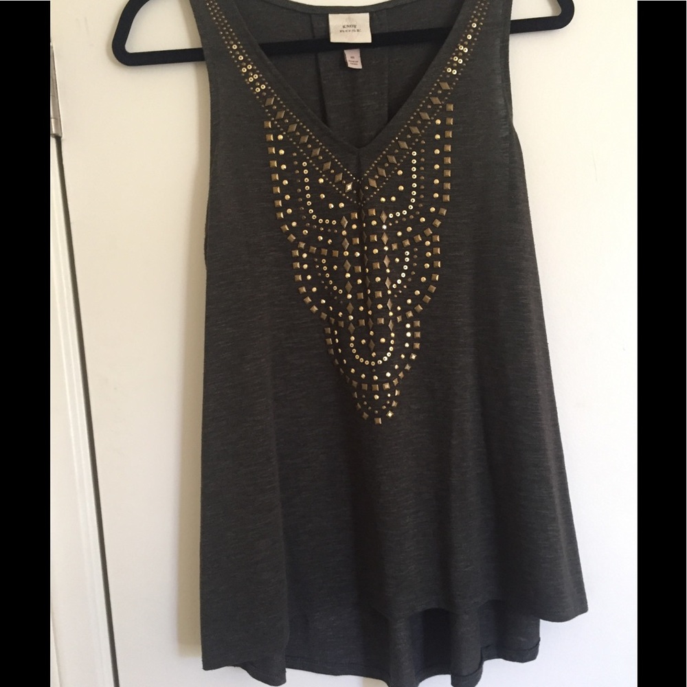 Olive Grey Racerback with Gold Embelishments