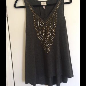 Olive Grey Racerback with Gold Embelishments