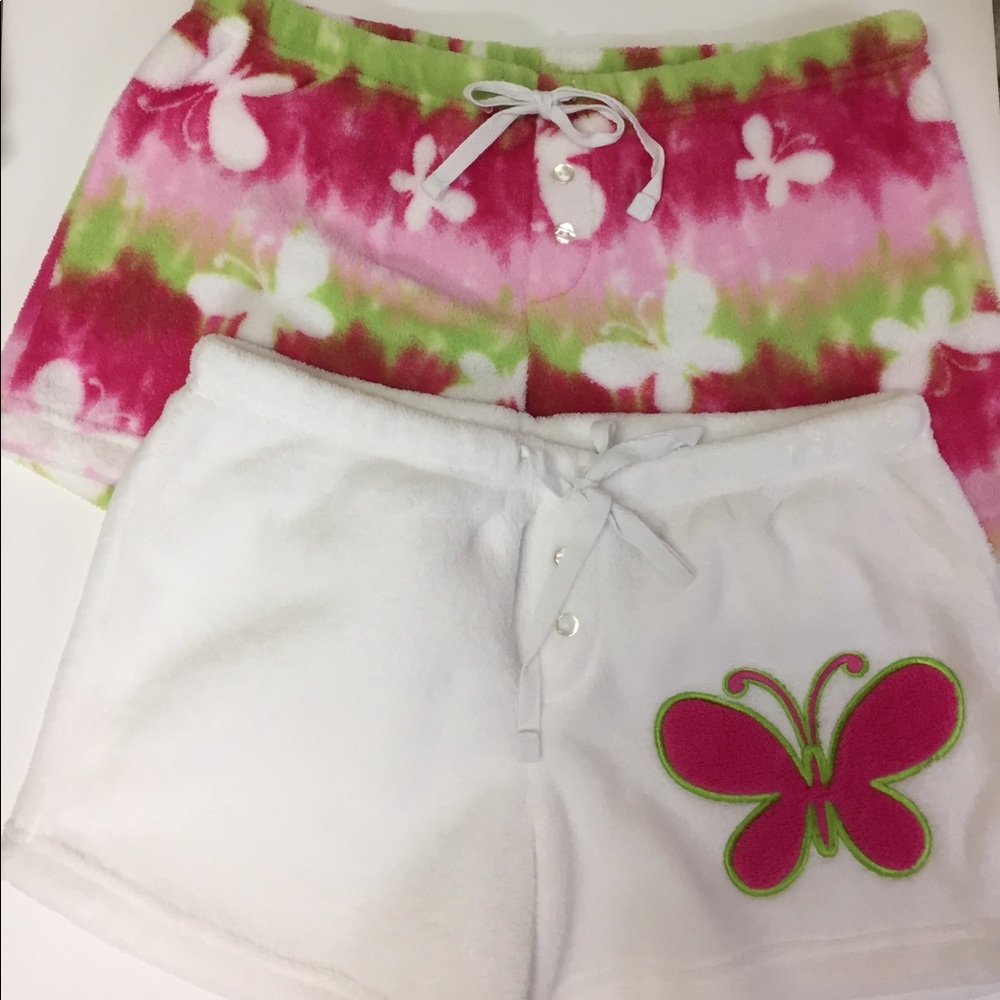 NEW 2 Fleece PJ Shorts Butterfly