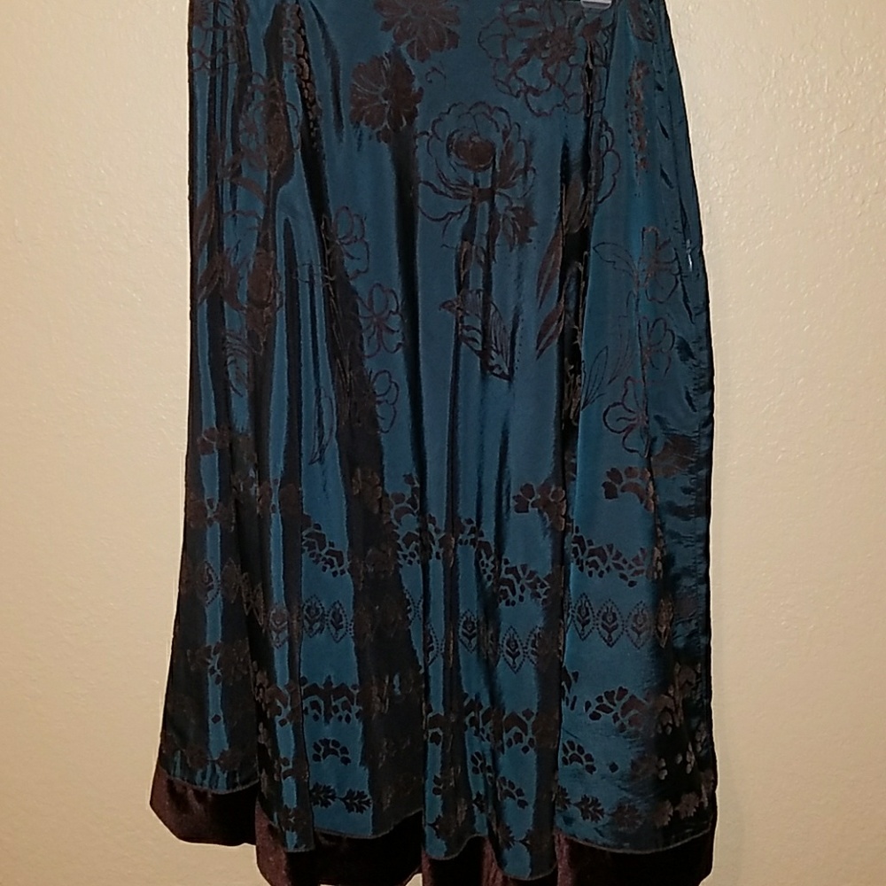 Blue skirt with velvet floral designs!