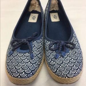 UGG Navy Scallop Canvas Flats