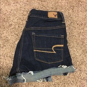 American Eagle dark wash cut off shorts