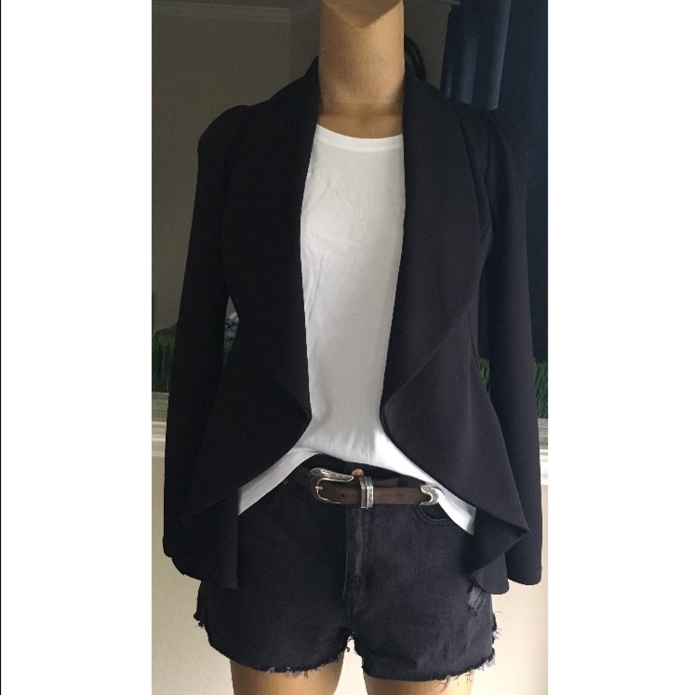 Open Front Blazer, M, Black