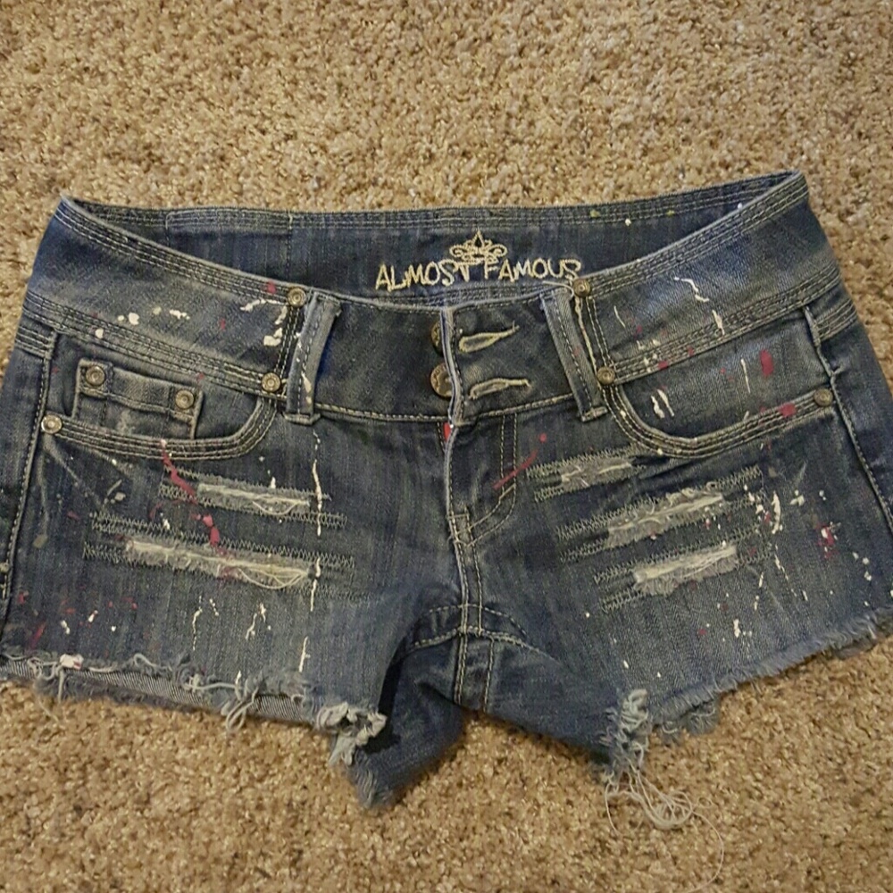 *SOLD*Almost Famous Painted Distressed  Jean Short