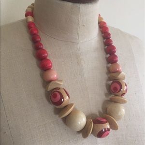 Pink wooden necklace