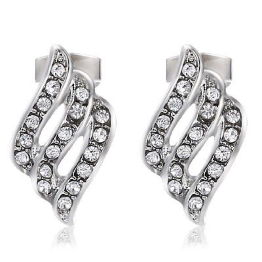🌸 ANGEL'S WINGS Rhinestone 18-KRGP White Gold - Picture 3 of 4