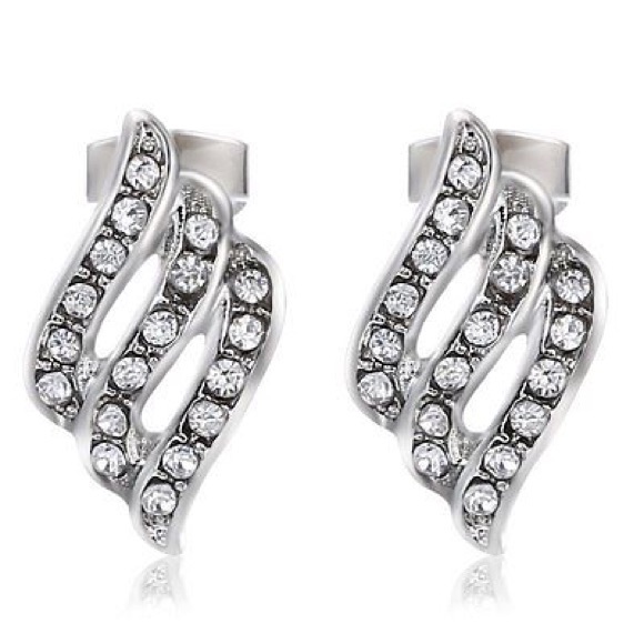 🌸 ANGEL'S WINGS Rhinestone 18-KRGP White Gold - Picture 3 of 4