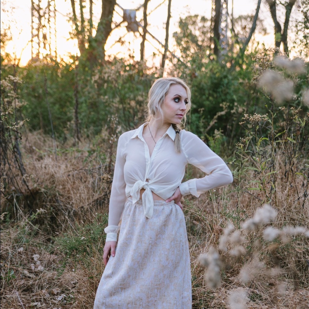 🎉 LC Lauren Conrad Sheer High Low Blouse