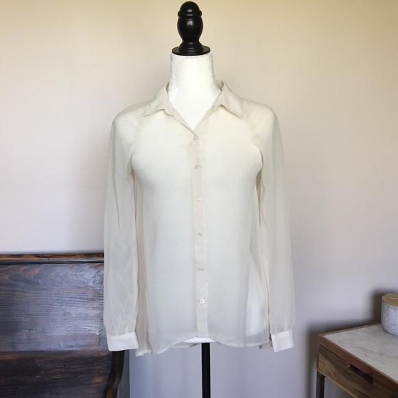 🎉 LC Lauren Conrad Sheer High Low Blouse - Picture 4 of 7