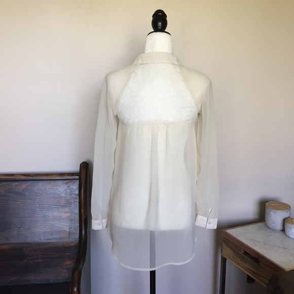 🎉 LC Lauren Conrad Sheer High Low Blouse - Picture 7 of 7