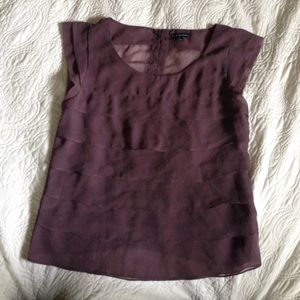 Beautiful Purple Semi-Sheer Ruffle Blouse- Sz S