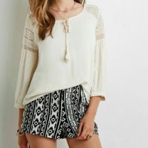 High-waisted tribal print shorts