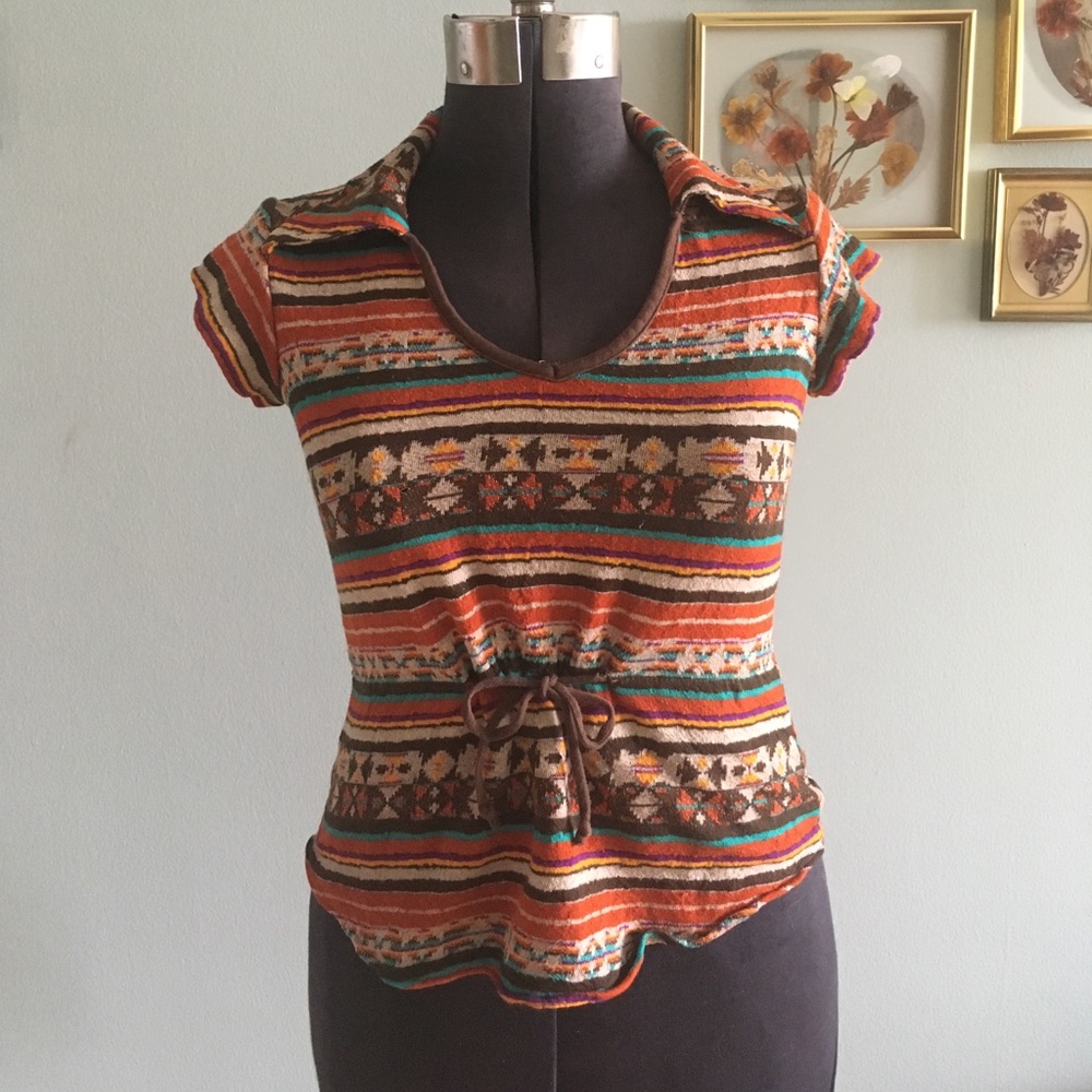 🍫 VINTAGE 70s collared Mister Marty Aztec shirt