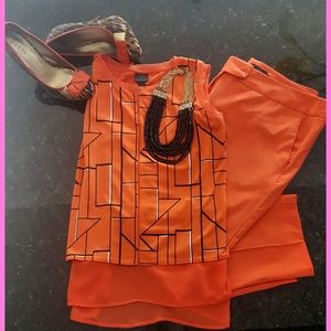 Worthington Orange & black sleeveless tank