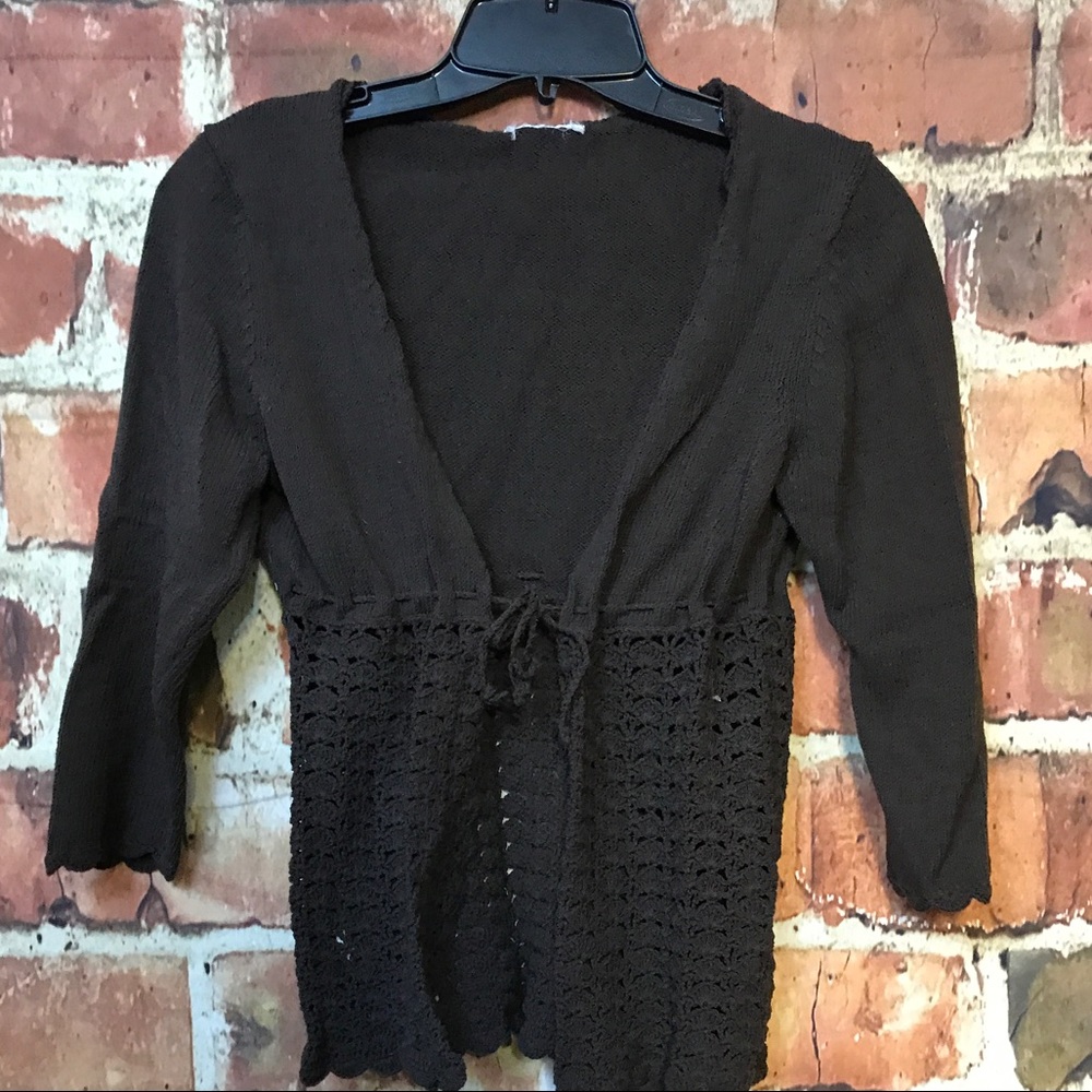 Brown quarter sleeve cardigan
