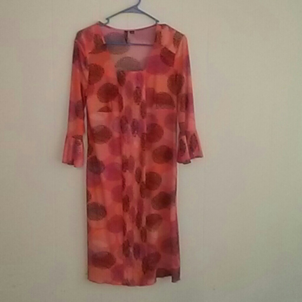 Orange flowered knee length dress