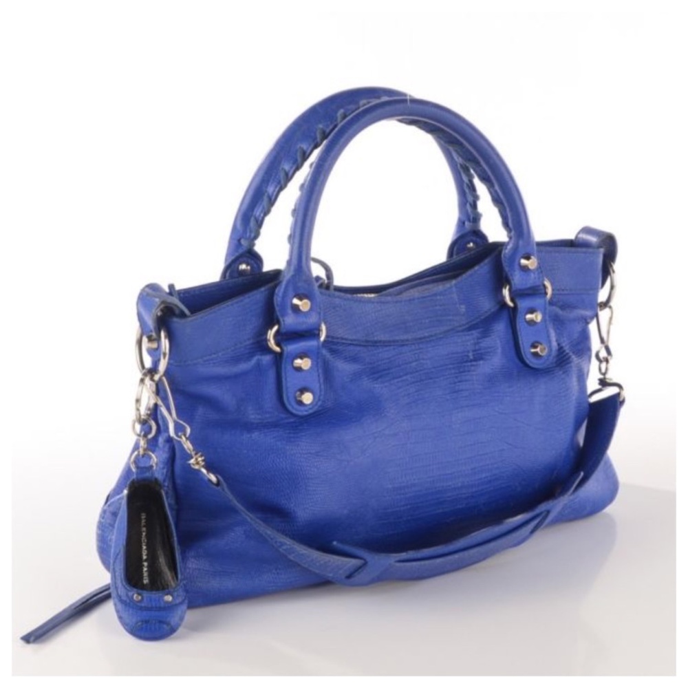 💯 Authentic Balenciaga Blue Lizzard Classic Bag - Picture 2 of 7