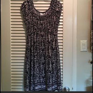 Black/White/Purple Babydoll Dress