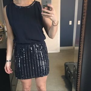 WORN ONCE. Navy sparkly mini dress